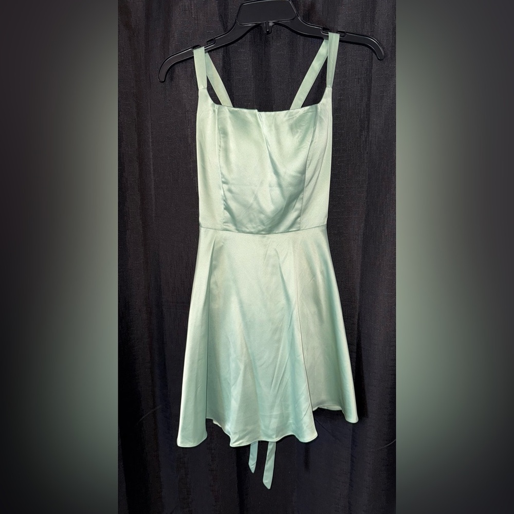 Windsor green satin skater dress